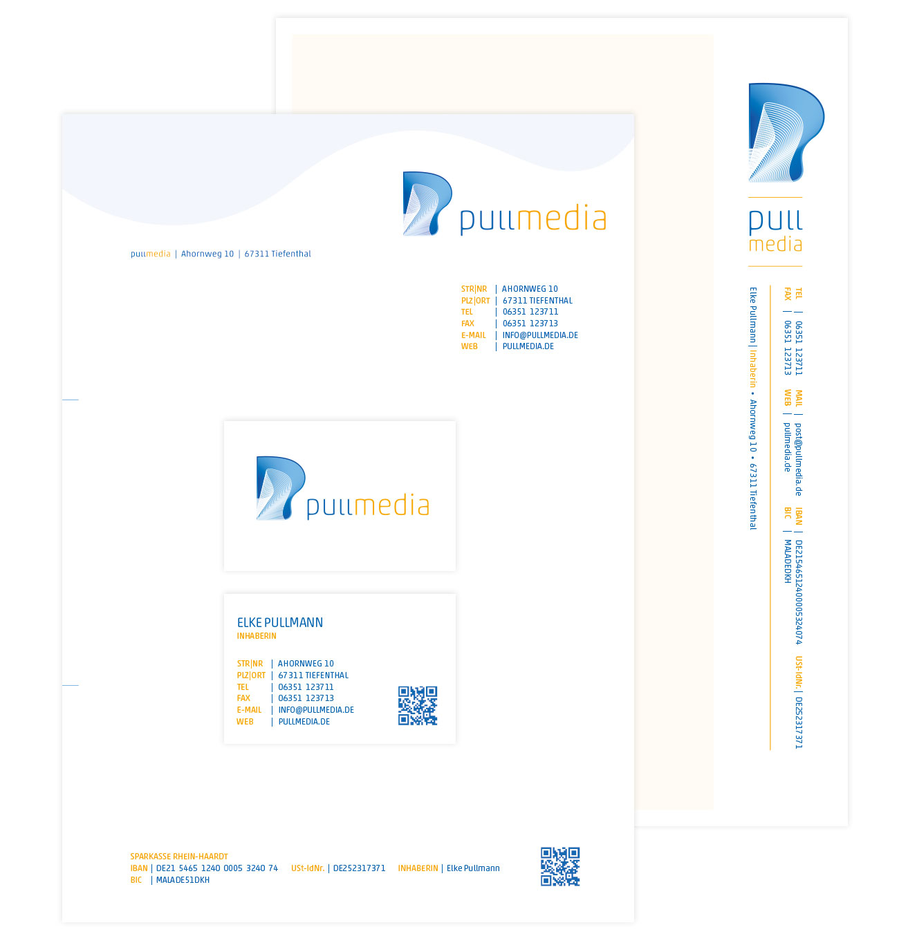 Corporate Design von „Pullmedia“: Briefkopf und Visitenkarten