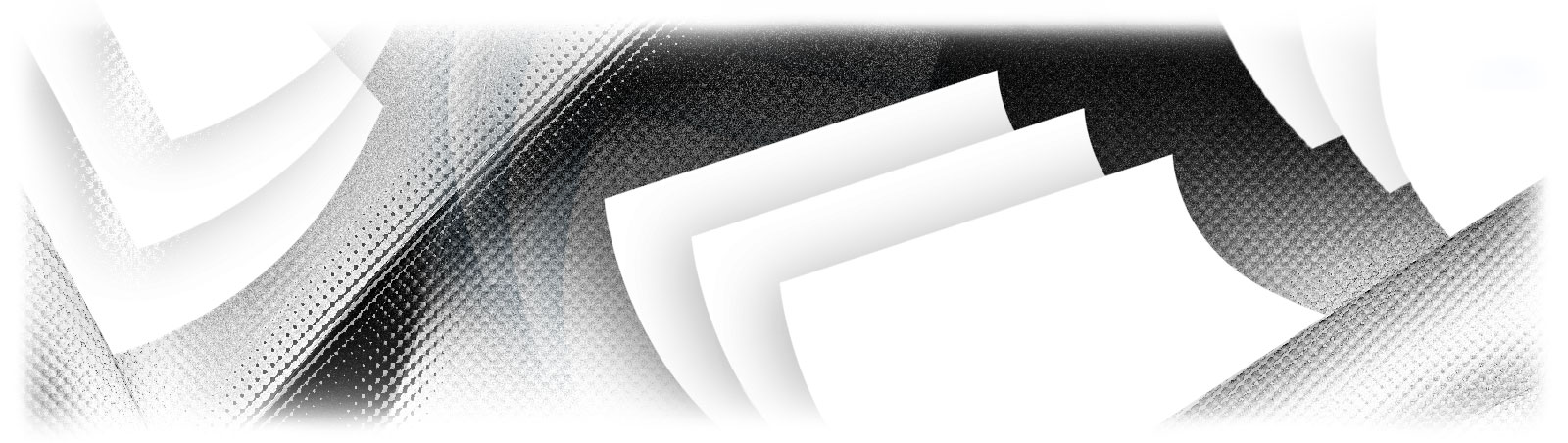 Diverse weisse, aufgefaecherte Blaetter auf schwarz-grauen gerasterten Hintergrund